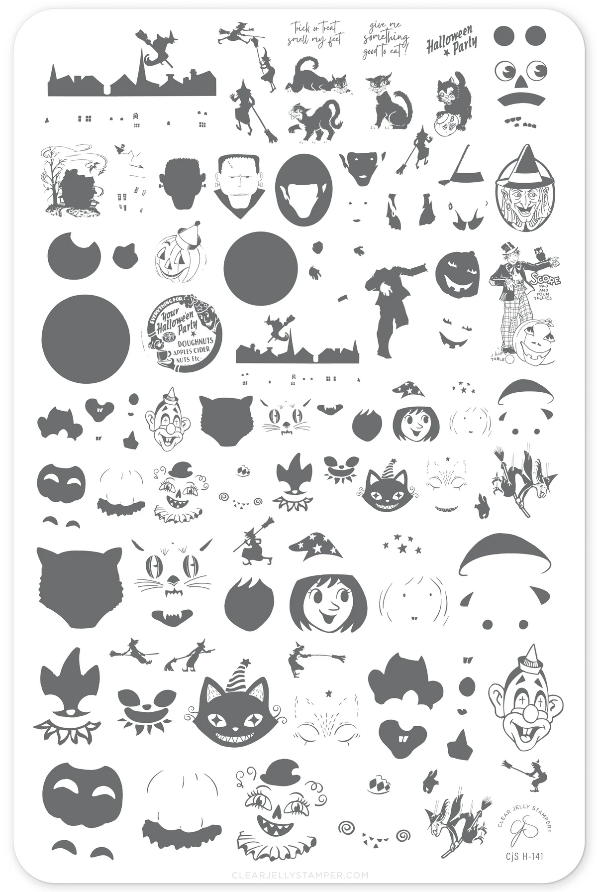 Halloween Party (CjSH-141) Etched Nail Art Stamping Plate - Clear Jelly Stamper Plate