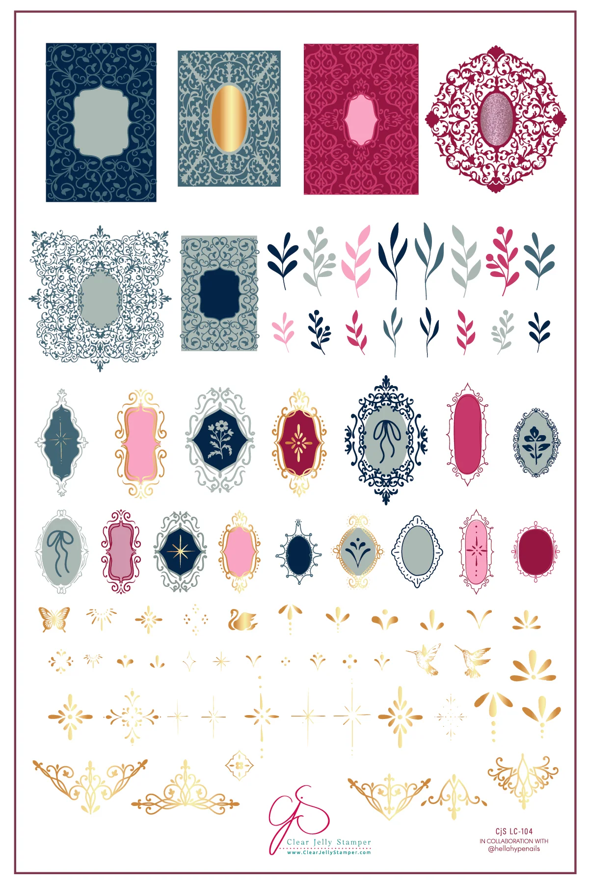 Gilded Garden (CjSLC-104) -  Clear Jelly Stamping Plate