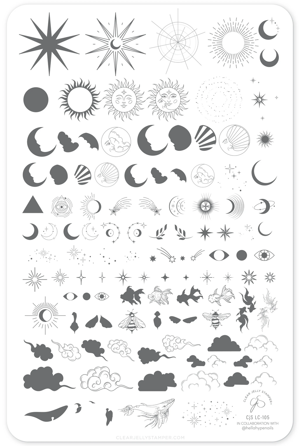 Lunar Lullaby (CjSLC-105)-  Clear Jelly Stamping Plate