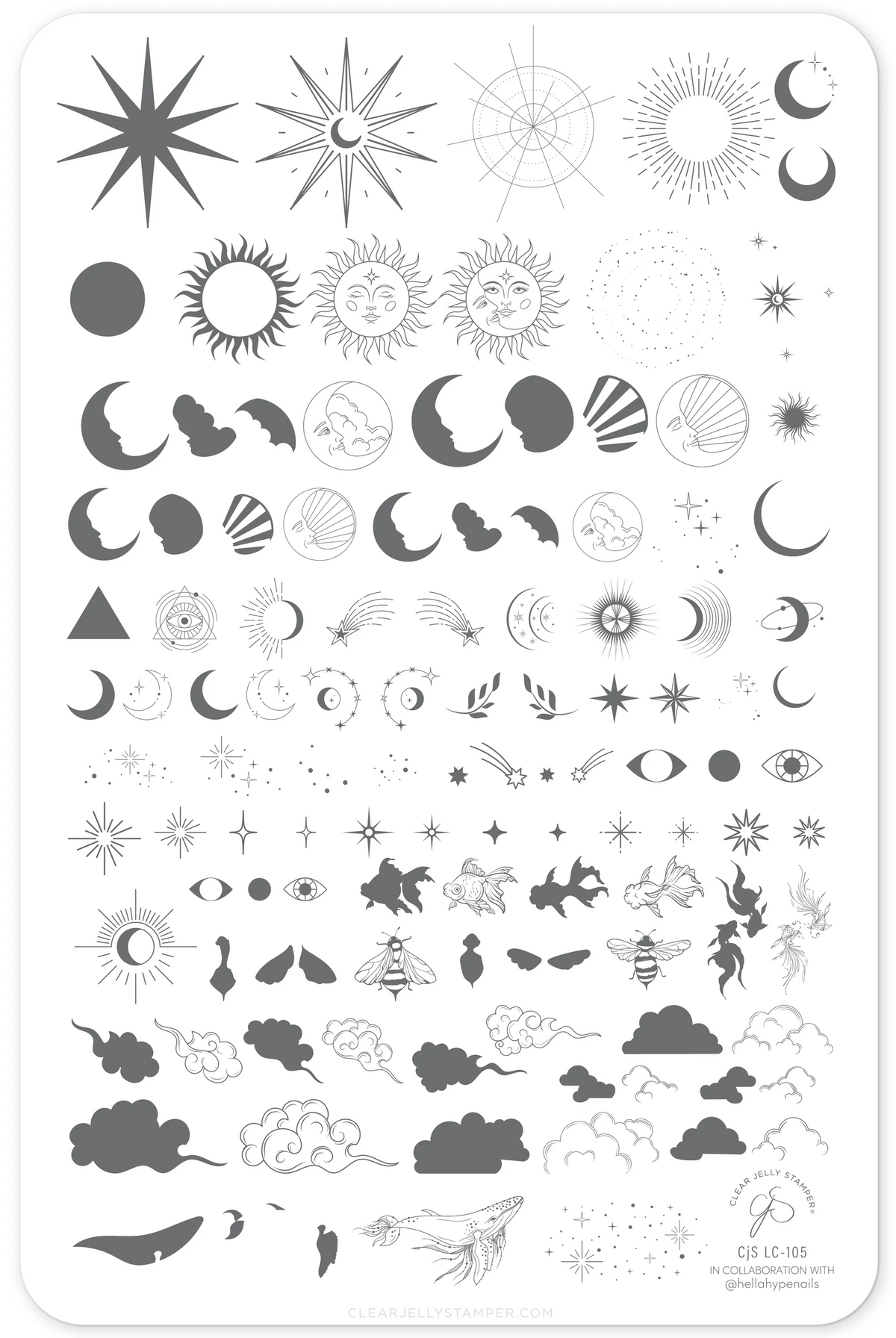 Lunar Lullaby (CjSLC-105)-  Clear Jelly Stamping Plate