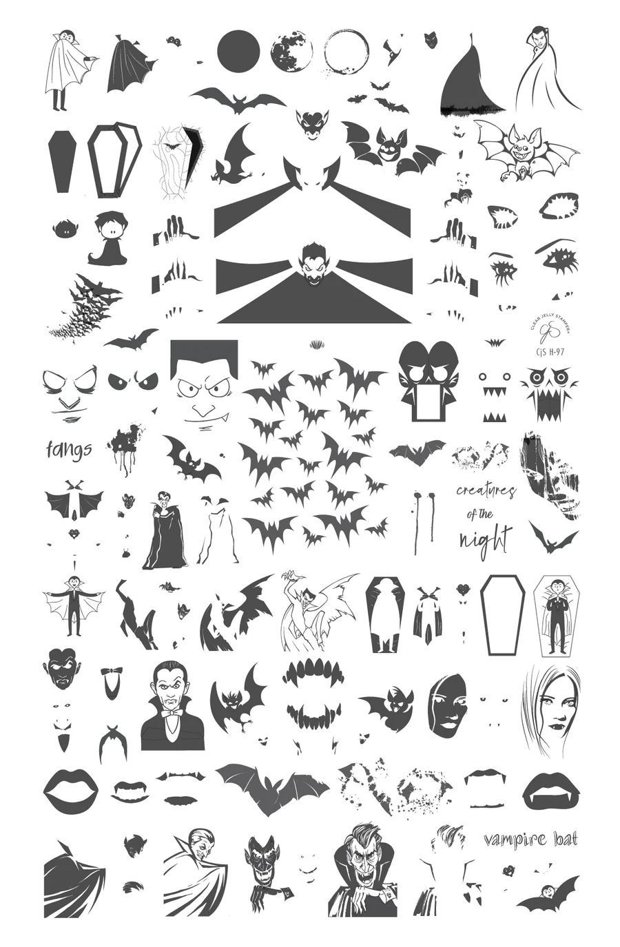 Creatures of the Night (CjSH-97)  - Clear Jelly Stamping Plate Secondary image