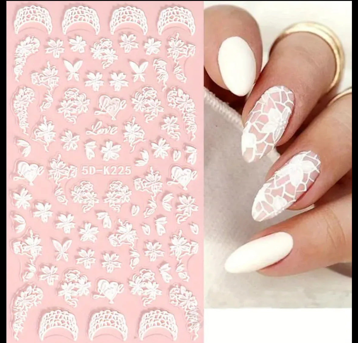 Love White Flowers 5D Decals - K225