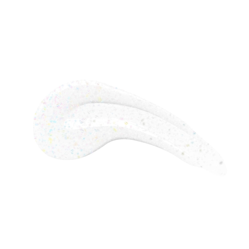 en Vogue Lac It! Draco mix of silver and holographic microglitters in clear base UV/LED gel nail polish for professional nails and extensions swatch