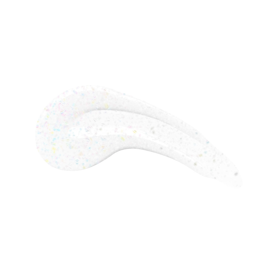 en Vogue Lac It! Draco mix of silver and holographic microglitters in clear base UV/LED gel nail polish for professional nails and extensions swatch