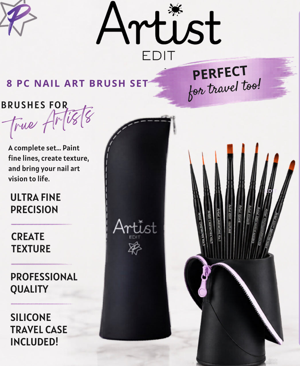 Artist Edit Brush Collection - 8 Piece with Case