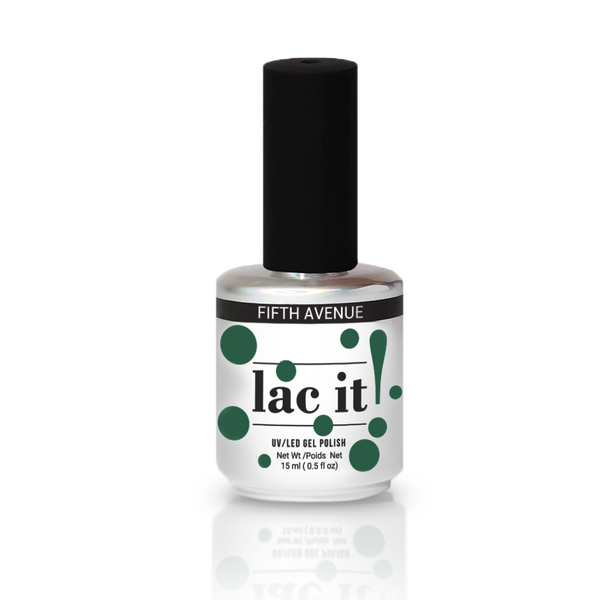 en Vogue Lac it! Fifth Avenue green UV/LED gel polish for professional nails and extensions shown in bottle