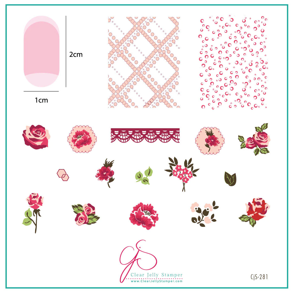 Floral Blossom - Three (CjS-281) -  CJS Medium Stamping Plate
