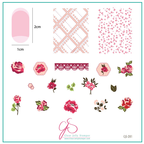 Floral Blossom - Three (CjS-281) -  CJS Medium Stamping Plate