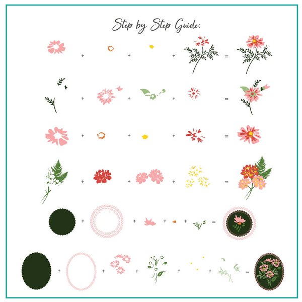 Floral Blossom - Two (CjS-280) -  CJS Medium Stamping Plate
