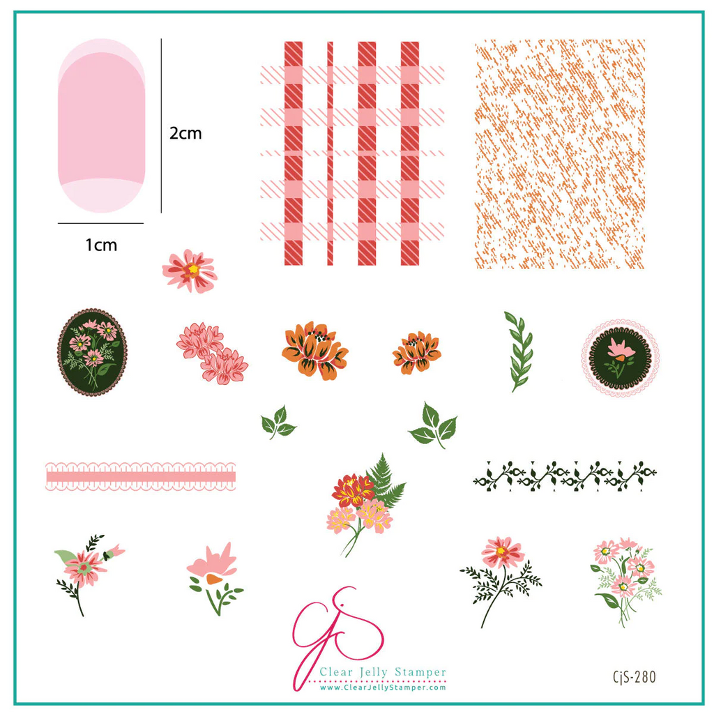 Floral Blossom - Two (CjS-280) -  CJS Medium Stamping Plate