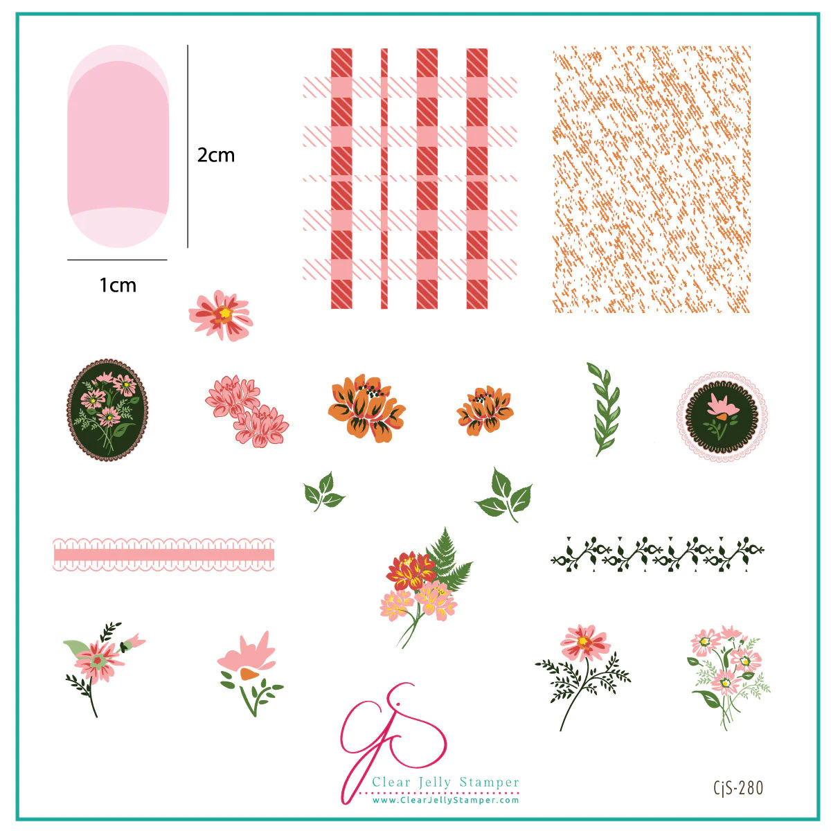 Floral Blossom - Two (CjS-280) -  CJS Medium Stamping Plate