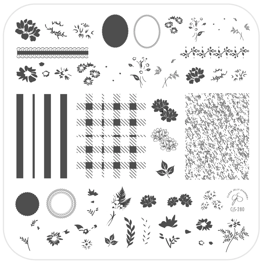 Floral Blossom - Two (CjS-280) -  CJS Medium Stamping Plate