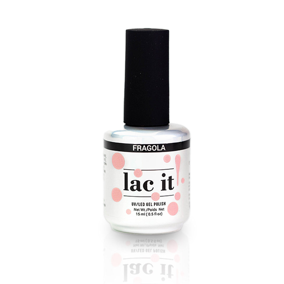en Vogue Lac It! Fragola light salmon pink crème UV/LED gel nail polish for professional nails and extensions bottle
