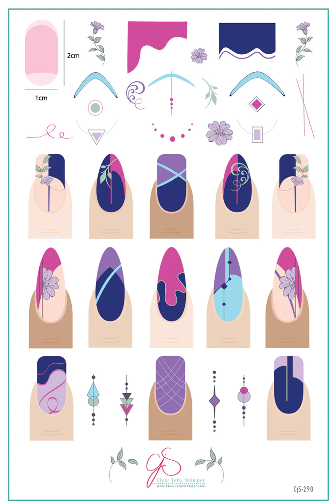 French Mani - Four (CjS-290) - Clear Jelly Stamping Plate Main image