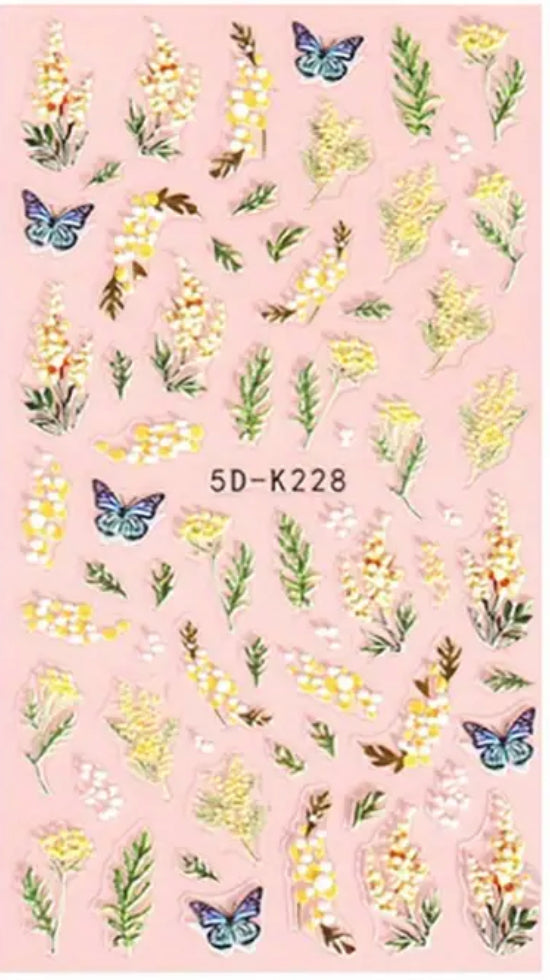 Whispy Yellow Wildflowers 5D Decals - K228