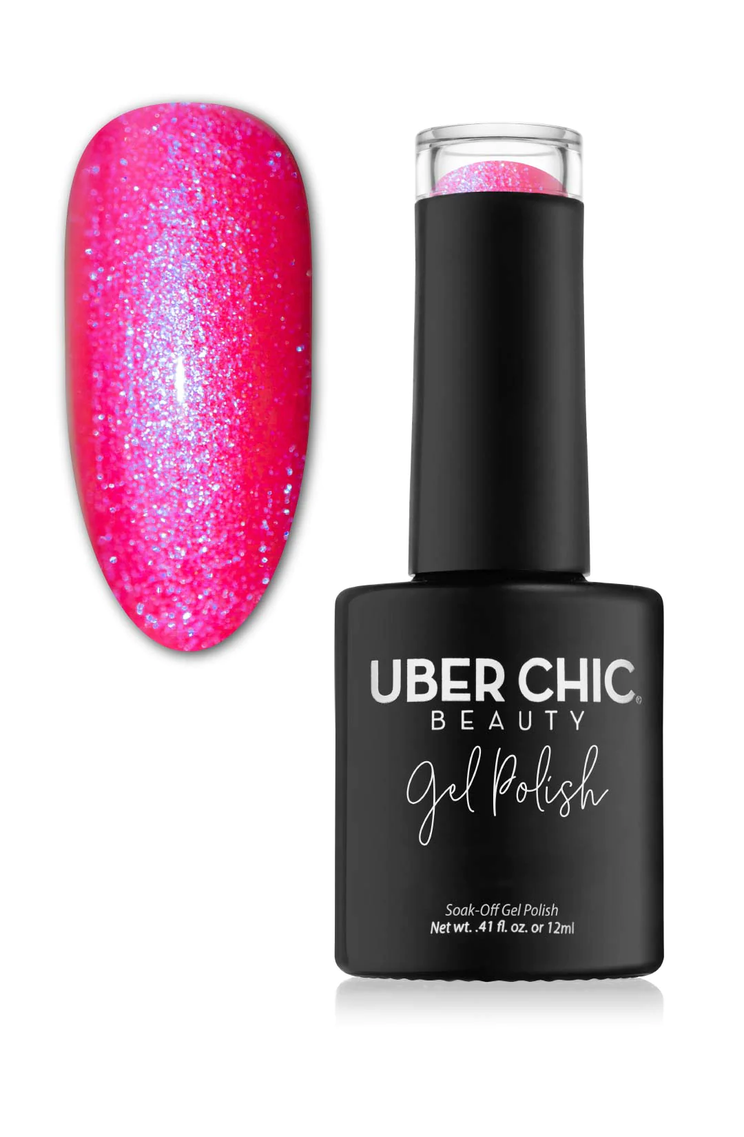 Electric Pink  - Glitter Gel Polish - Uber Chic 12ml Main image