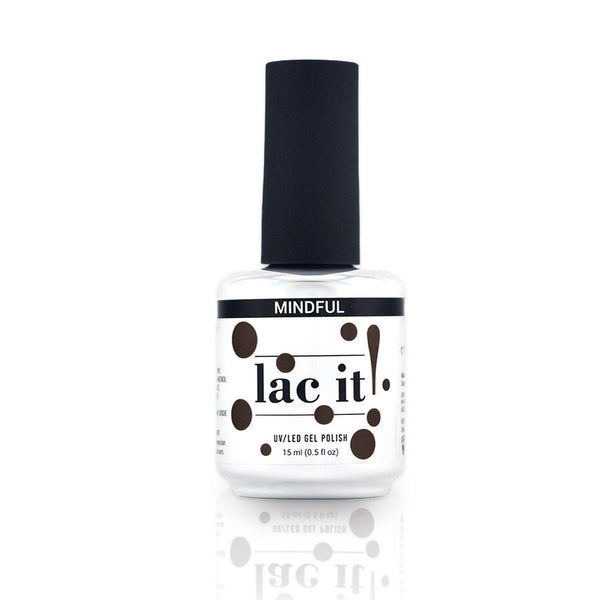 en Vogue Lac It! Mindful deep dark brown crème UV/LED gel nail polish for professional nails and extensions bottle
