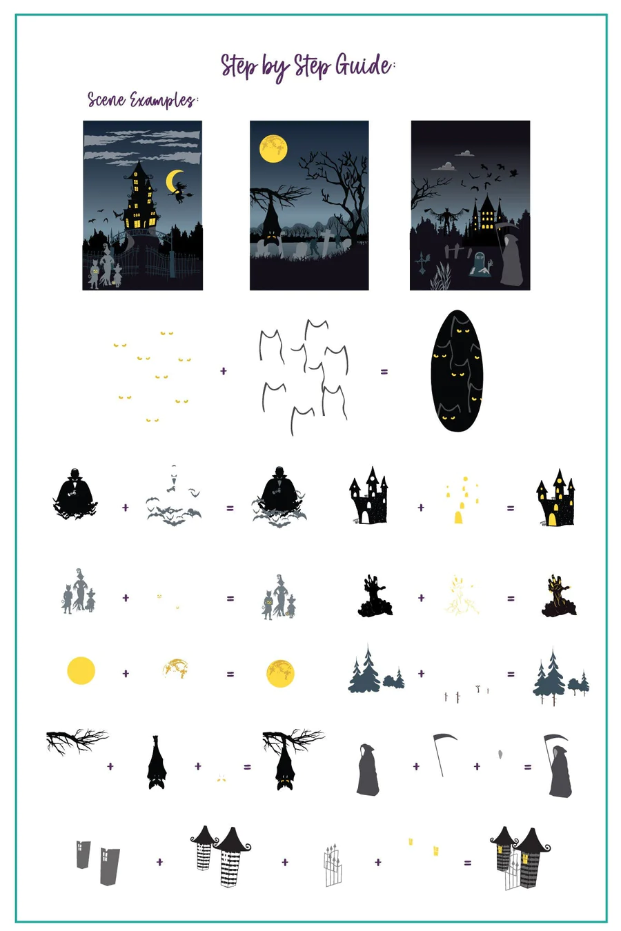 Halloween Silhouettes (CjSH-98) - Clear Jelly Stamping Plate