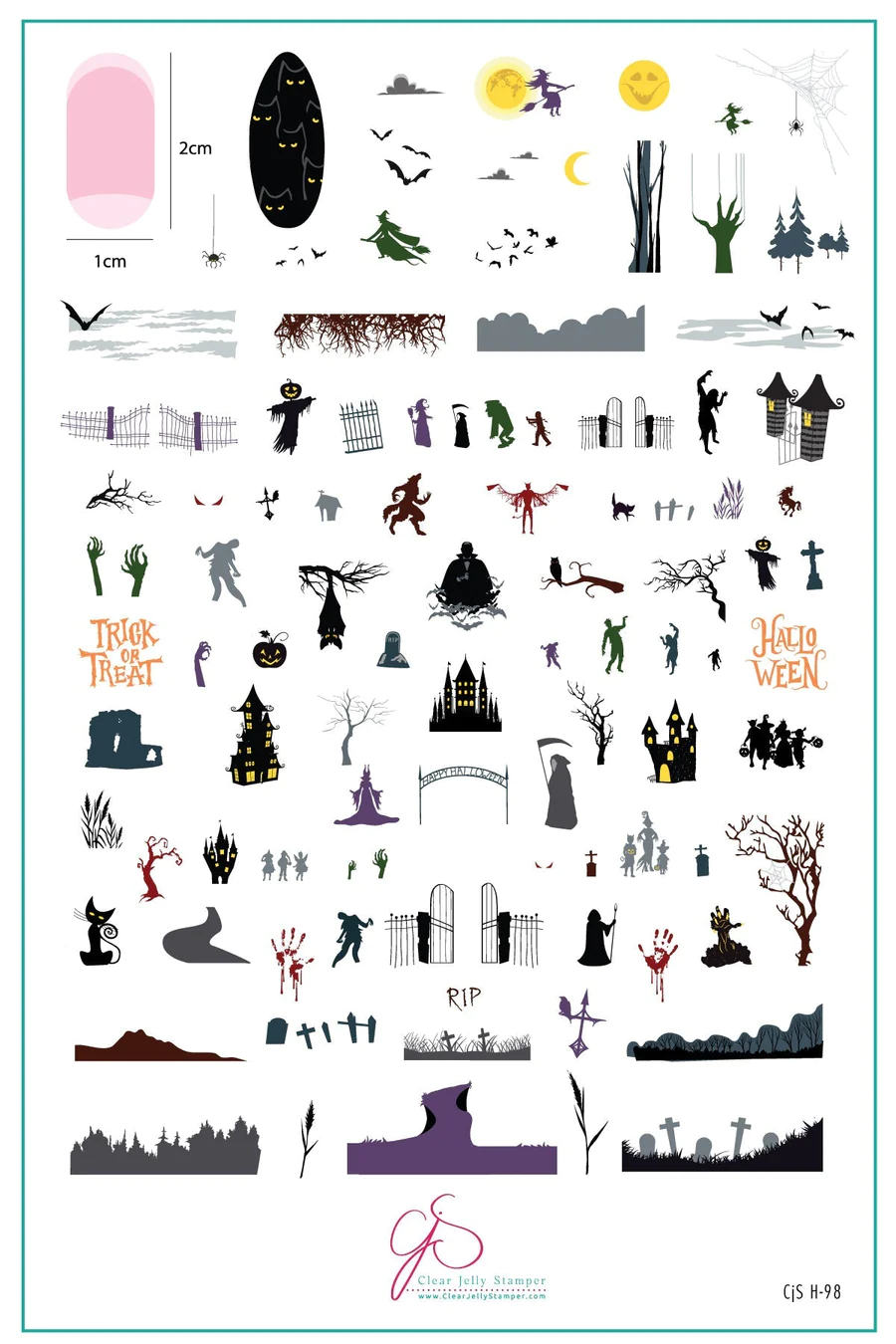 Halloween Silhouettes (CjSH-98) - Clear Jelly Stamping Plate