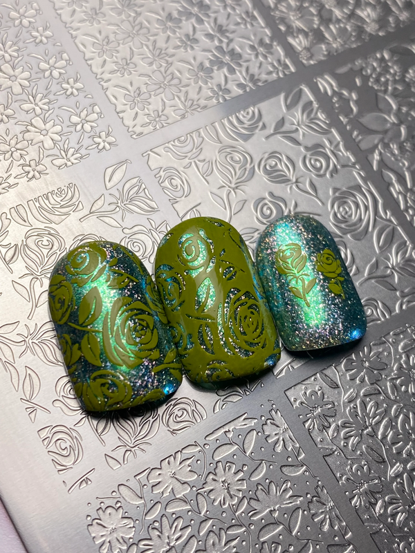 Garden Layers (CjS-411) Etched Nail Art Stamping Plate - Clear Jelly Stamper Plate