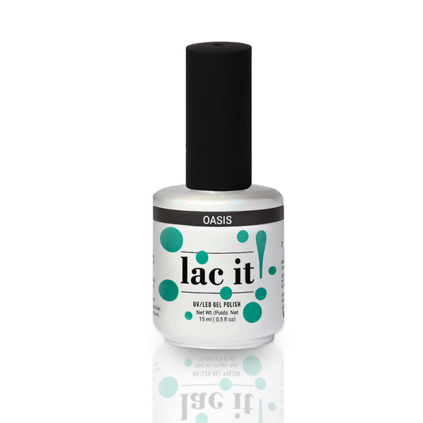 en Vogue Lac It! Oasis rich teal crème UV/LED gel nail polish for professional nails and extensions bottle