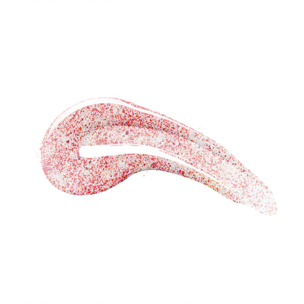 en Vogue Lac It! Perseus clear base with red and silver holographic microglitters UV/LED gel nail polish for professional nails and extensions swatch