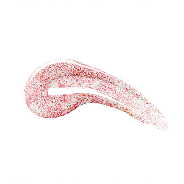 en Vogue Lac It! Perseus clear base with red and silver holographic microglitters UV/LED gel nail polish for professional nails and extensions swatch