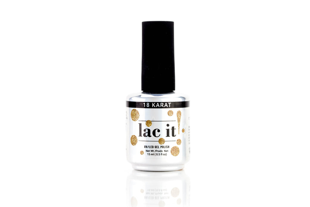 en Vogue Lac It! 18 Karat UV/LED 100% gel nail polish for professional nails and extensions showin in bottle