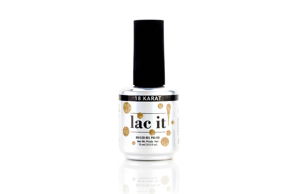 en Vogue Lac It! 18 Karat UV/LED 100% gel nail polish for professional nails and extensions showin in bottle