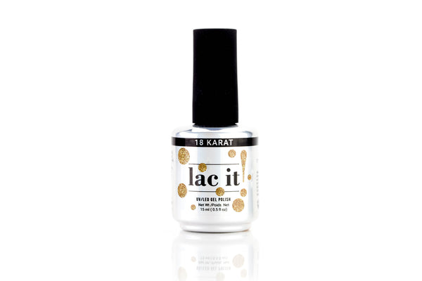 en Vogue Lac It! 18 Karat UV/LED 100% gel nail polish for professional nails and extensions showin in bottle