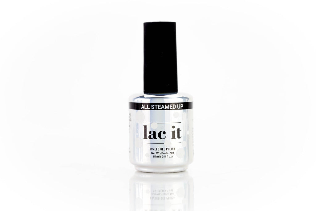 en Vogue Lac It! All Steamed Up transluscent, milky white UV/LED gel nail polish bottle