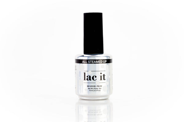 en Vogue Lac It! All Steamed Up transluscent, milky white UV/LED gel nail polish bottle