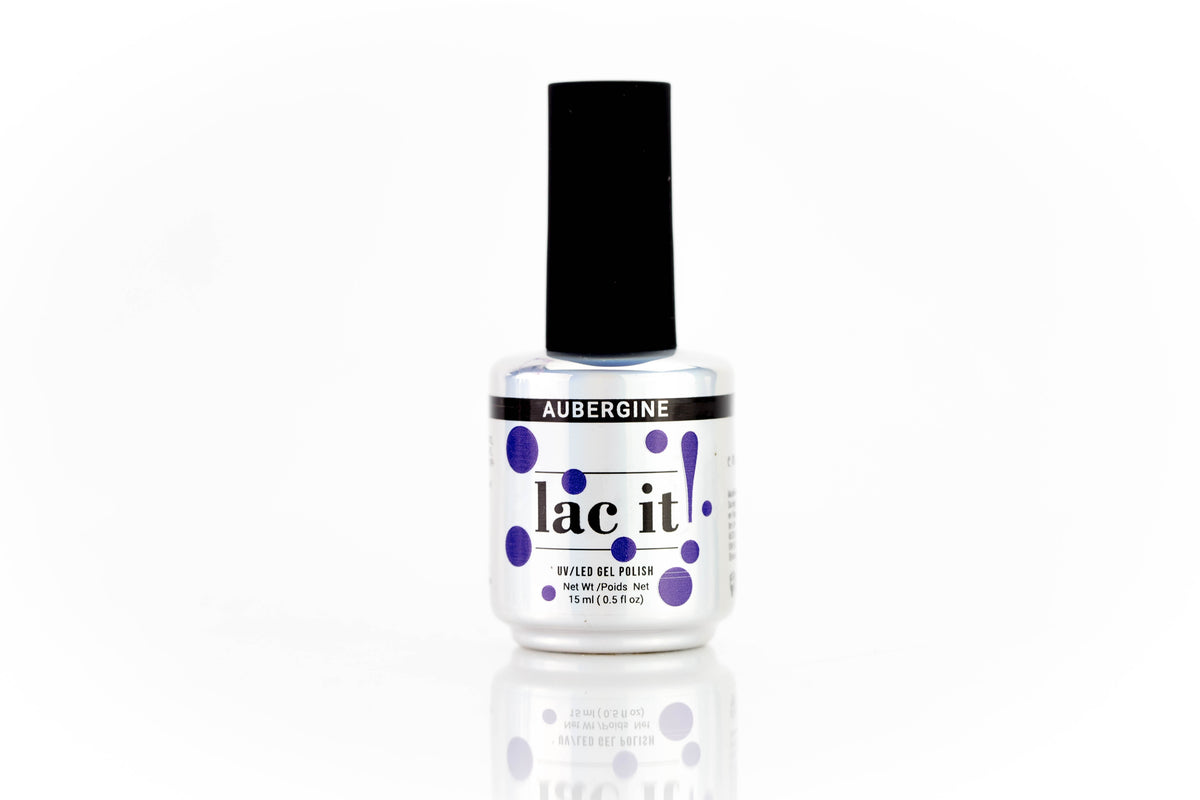 en Vogue Lac It! Aubergine deep, rich purple with subtle pearlescent finish UV/LED gel nail polish for professional nails and extensions bottle