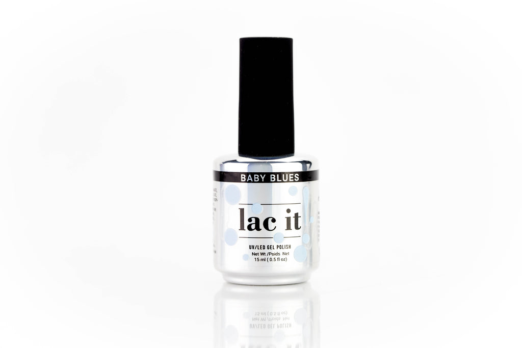 en Vogue Lac It! Baby Blues soft pastel periwinkle blue crème UV/LED gel nail polish for professional nails and extensions bottle