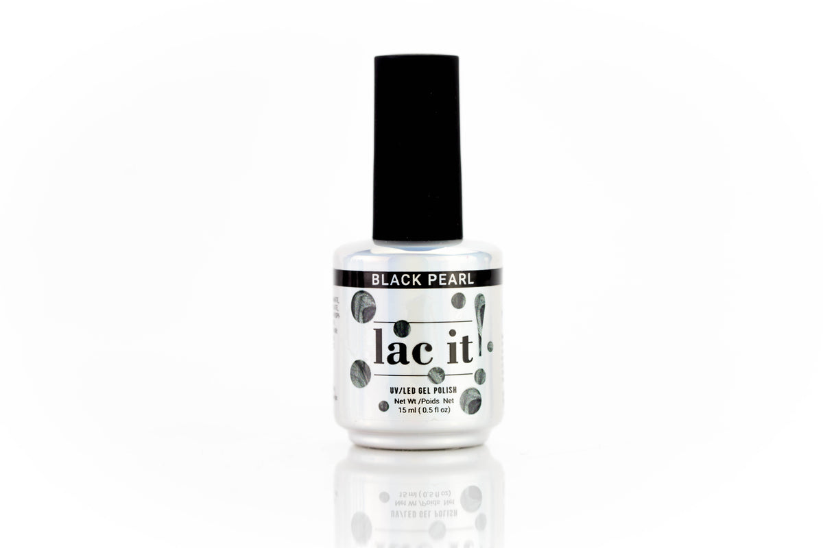en Vogue Lac It! Black pearl dark gunmetal pearl UV/LED gel nail polish for professional nails and extensions bottle