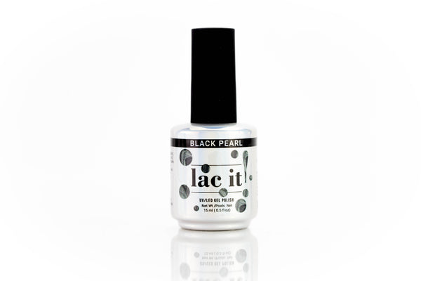 en Vogue Lac It! Black pearl dark gunmetal pearl UV/LED gel nail polish for professional nails and extensions bottle