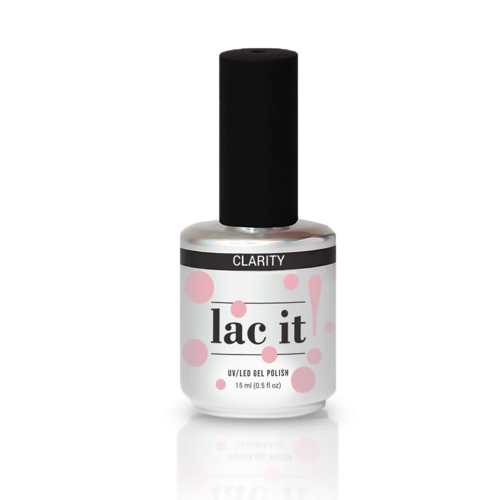 en Vogue Lac it! clarity UV/LED transluscent nude pink jelly polish for professional nails and extensions shown in polish bottle