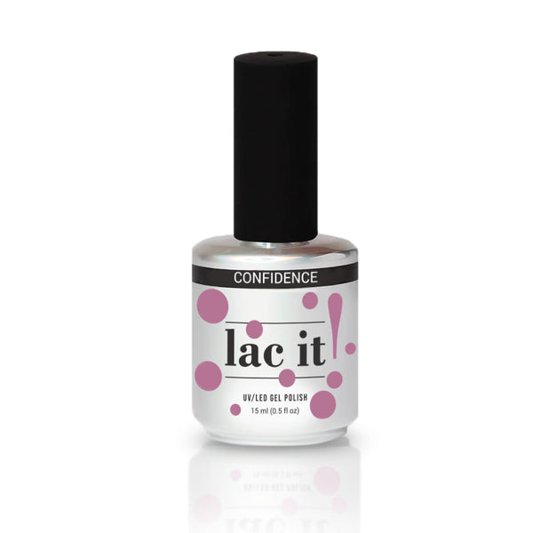 en Vogue Lac it! confidence rosy mauve jelly UV/LED gel polish for professional nails and extensions shown in bottle