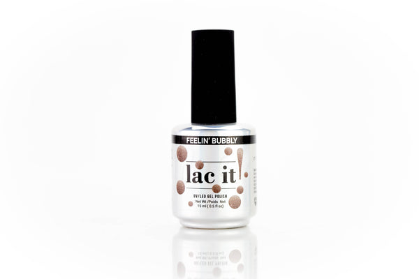 en Vogue Lac It! Feelin' Bubbly metallic champagne/rose gold shimmer UV/LED gel nail polish for professional nails and extensions bottle
