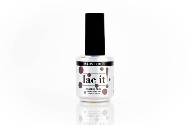 en Vogue Lac It! Mauvelous deep mauve with a faint shimmer UV/LED gel nail polish for professional nails and extensions bottle
