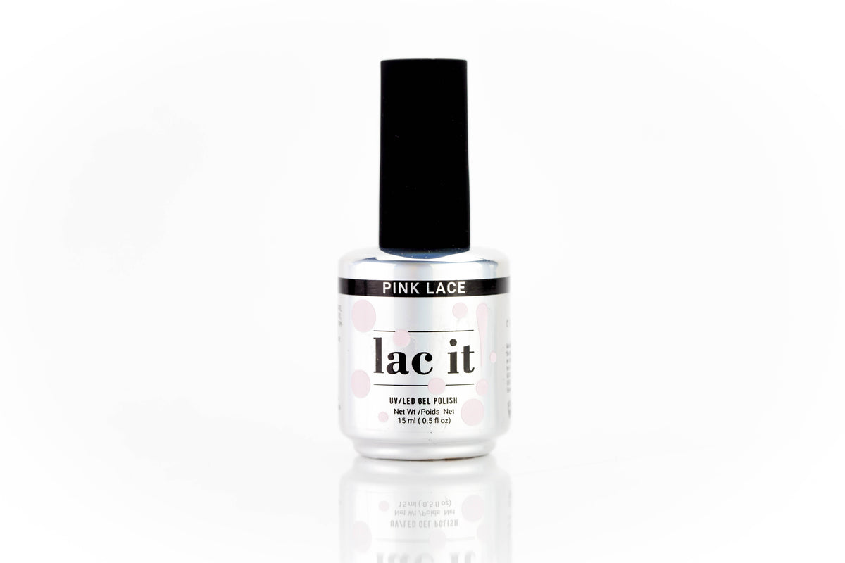 en Vogue Lac It! Pink Lace light warm baby pink crème UV/LED gel nail polish for professional nails and extensions bottle