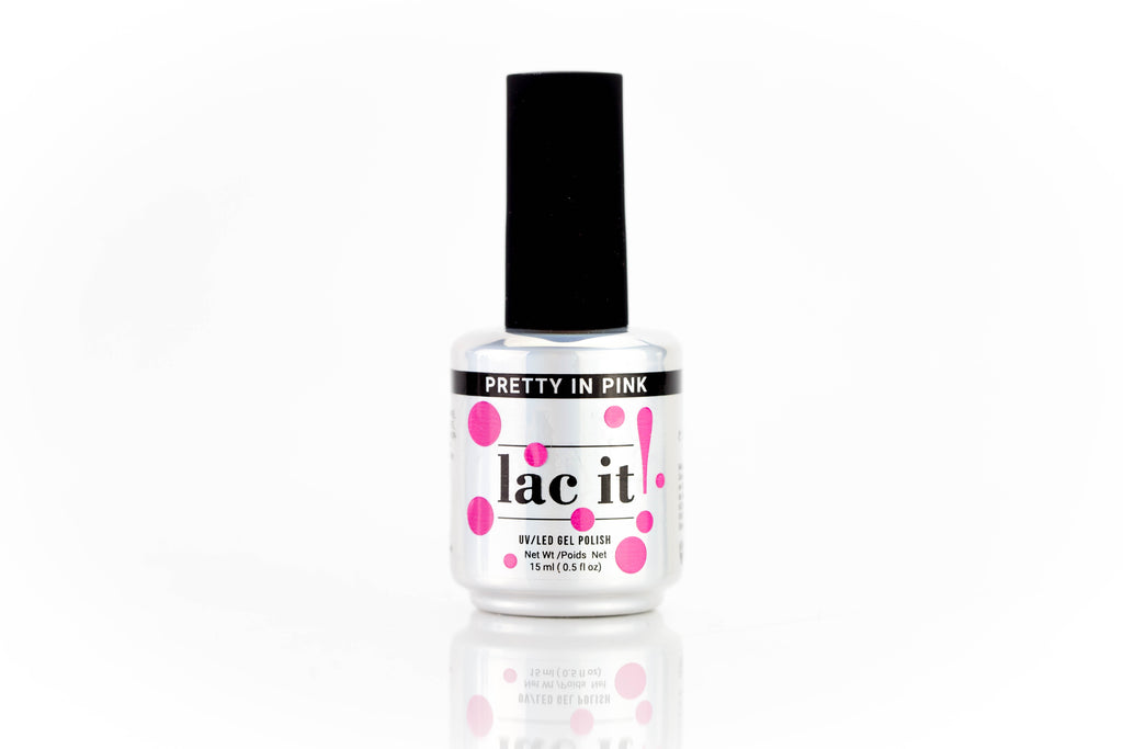 en Vogue Lac It! Pretty in Pink medium pink crème UV/LED gel nail polish for professional nails and extensions bottle