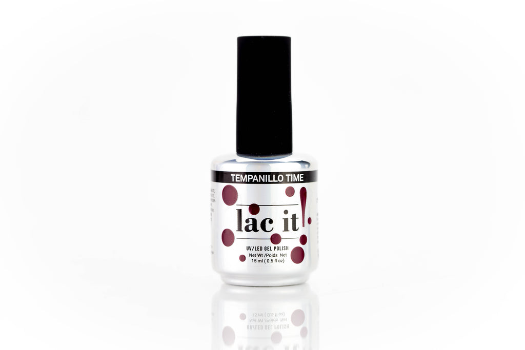 en Vogue Lac It! Tempranillo Time deep cherry plum crème UV/LED gel nail polish for professional nails and extensions bottle
