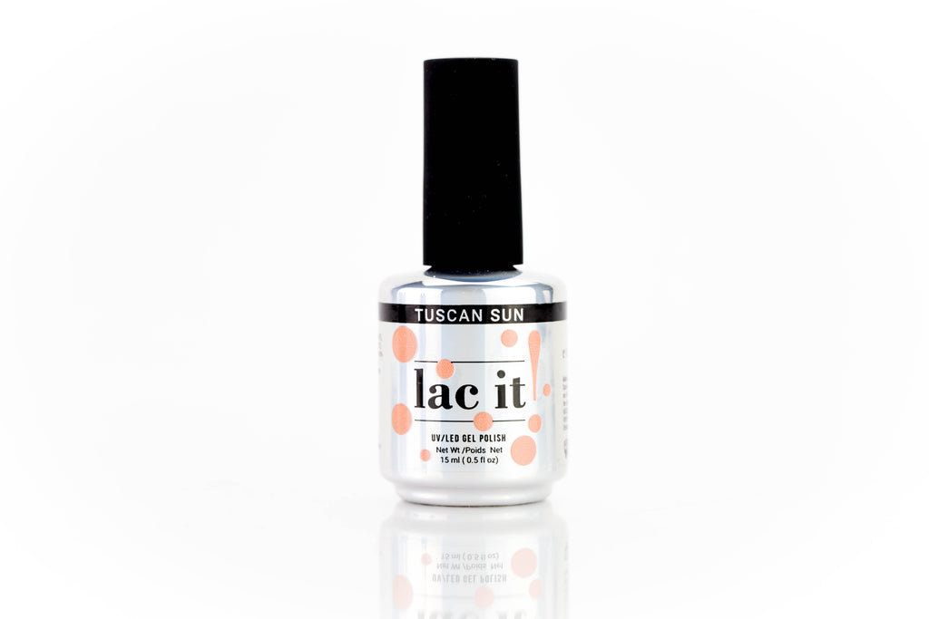 en Vogue Lac It! Tuscan Sun neon peach crème UV/LED gel nail polish for professional nails and extensions bottle