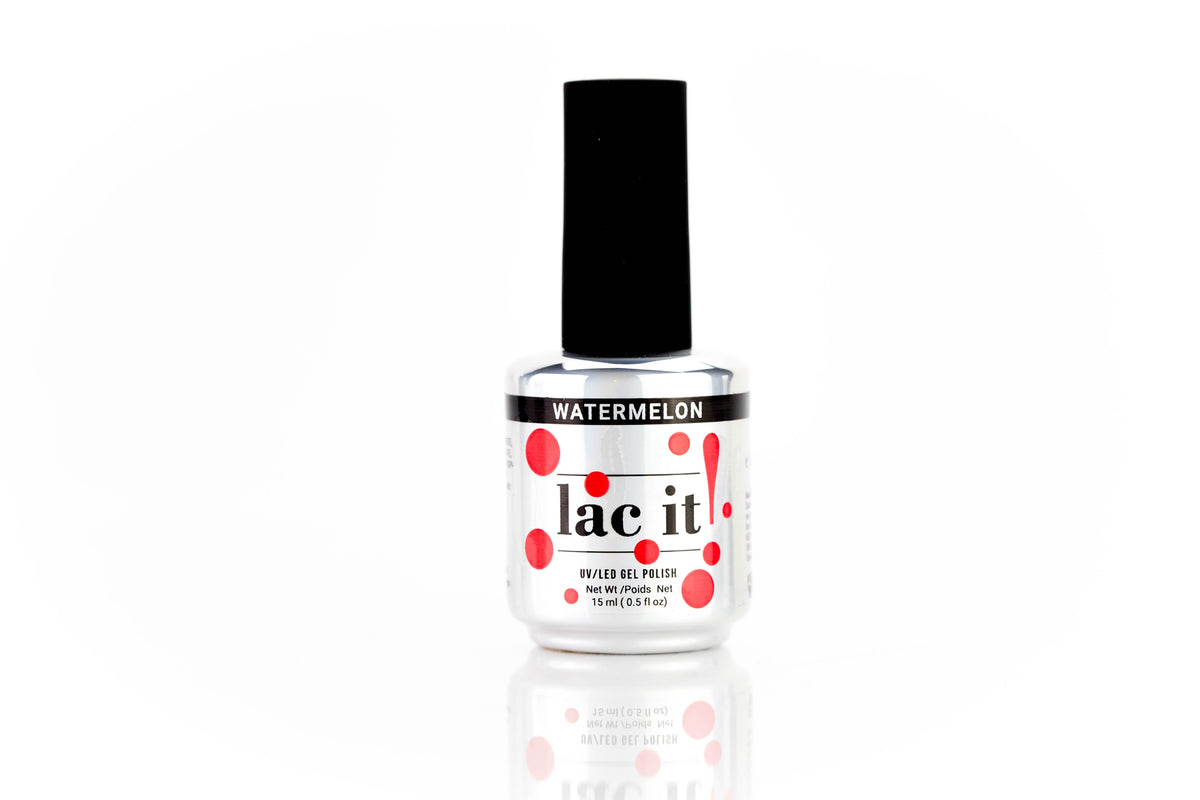 en Vogue Lac It! Watermelon vibrant red-pink coral UV/LED gel nail polish for professional nails and extensions bottle