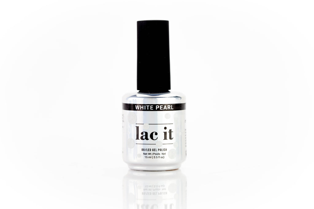 en Vogue Lac It! White Pearl white pearlescent shimmer UV/LED gel nail polish for professional nails and extensions bottle