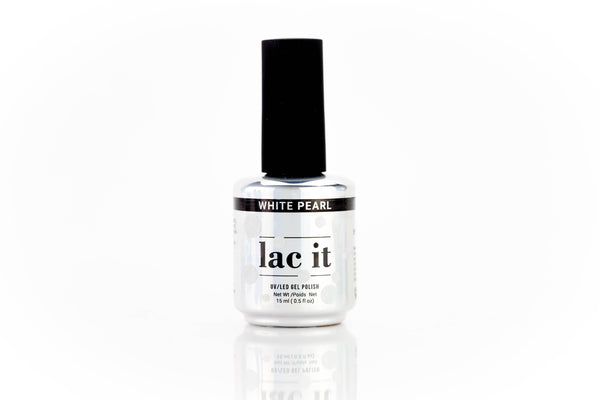 en Vogue Lac It! White Pearl white pearlescent shimmer UV/LED gel nail polish for professional nails and extensions bottle