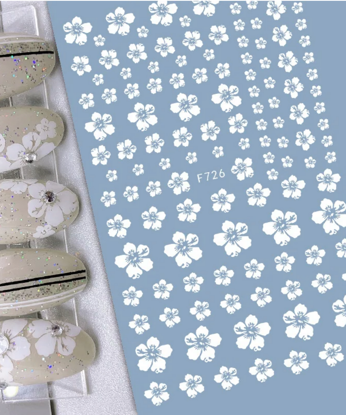 White Flowers F726 -  Thin Decals Main image