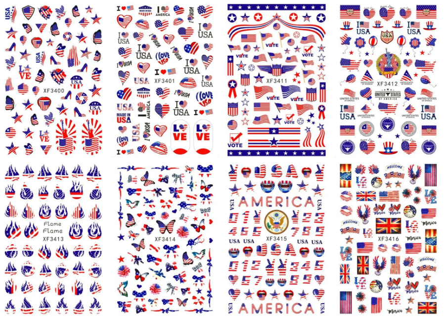 Patriotic - 8 Sheets for the Price of 4!!   Thin Decals