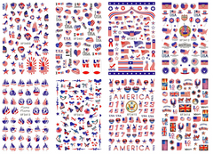 Patriotic - 8 Sheets for the Price of 4!!   Thin Decals